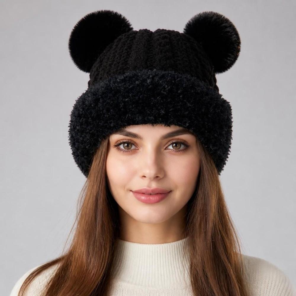 Thickened Ear Protection Hat High Elasticity Knitted Plush Hat Fashion Winter Hat Men And Women