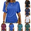 Women's Fashion Solid Color Round Neck Short Sleeve Loose T-Shirt Top