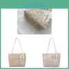 Grass Weave Tote Bag For Women Summer Casual Woven Beach Purse With Magnetic Closure