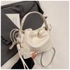 Korean ins trendy fashion pleated bucket bag 2025 summer new simple shoulder bag slack gentle women's bag
