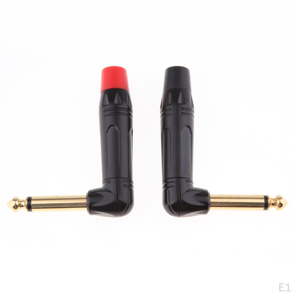 2x 90 градусов 6,5 мм 1/4 дюйма аудио штекерный разъем под пайку