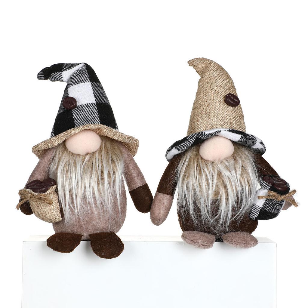 Украшения для дома Кофейная кукла без лица Украшение в виде карлика, держащего кофейные зерна Кукла Рудольф