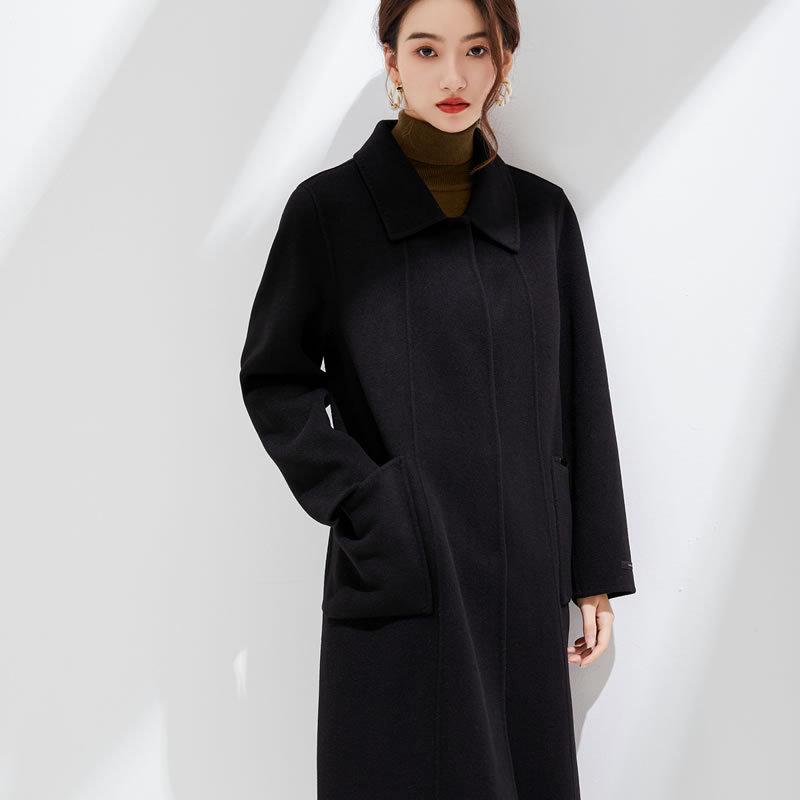 Высококачественное приталенное двухстороннее шерстяное пальто - длинный кашемир для осени/зимы 2024 года, большой размер.