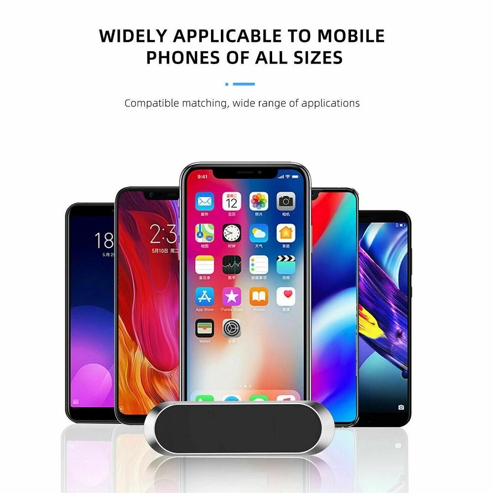 Magnetic Car Phone Holder Rotatable Mini Strip Shape Stand Metal Strong Magnet GPS Car Mount for iPhone 16 Xiaomi Huawei Samsung