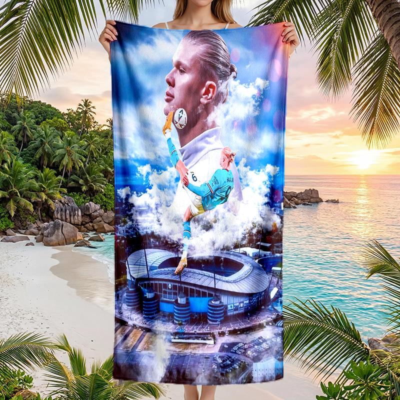 Erling Haaland Beach Towel Soft Microfiber Summer Towel Quick Dry Absorbent Towel for Beach Swimming Pool Travel
