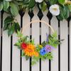 Spring Wreath for Front Door Farmhouses, Wood Bead Wreath with Artificial Flower Leaf, Spring Summer Wreath for Wedding