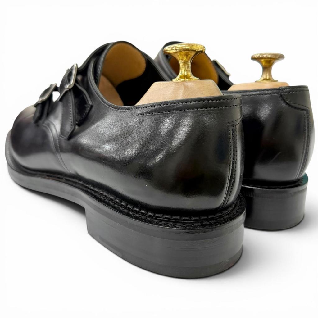 Безупречные мужские туфли John Lobb WILLIAM с двойной пряжкой, черная кожа, Б/У