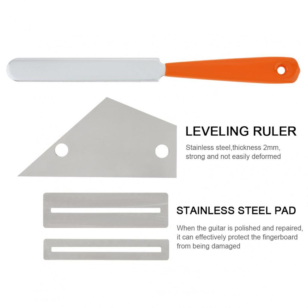 4 шт., набор инструментов для ремонта гитары с напильником для шлифования гитары, узкая двойная режущая кромка, выравнивающая линейка, защитные прокладки для ладов