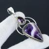 Серебряный кулон с аметистом и шевроном из стерлингового серебра 925 пробы — дизайн ручной работы, повседневные украшения, уникальный женский подарок с аметистом