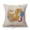 Picasso Abstract Cartoon Face Oil Painting Cotton Linen Home Decorative Sofa Pillow Case World Famous Car Cushion Cover