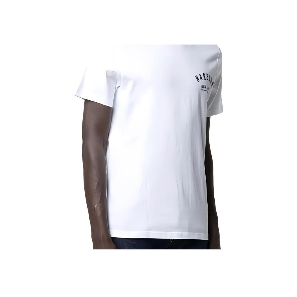 Barbour Letter Pattern Crew Neck Short Sleeve T-Shirt Men Tops White MTS0502WH11
