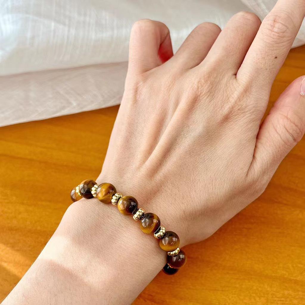 Vintage Maillard Style Natural Tiger'S Eye Stone Bracelet Bracelet