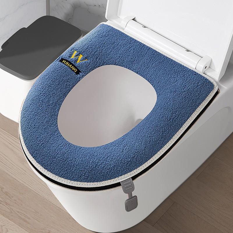 Washable Waterproof Toilet Seat Cover With Zipper Thick Winter Padding Universal Fit Home Bathroom