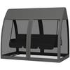 Three-Seater Convertible Swing Chair/Bed, with Curtained Canopy - Grey