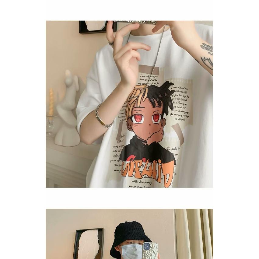 Short Sleeve T-shirt Men's Fashion Brand Summer Loose Half Sleeve 2024 New Internet Celebrity Fashion Ins Simple Printed Top