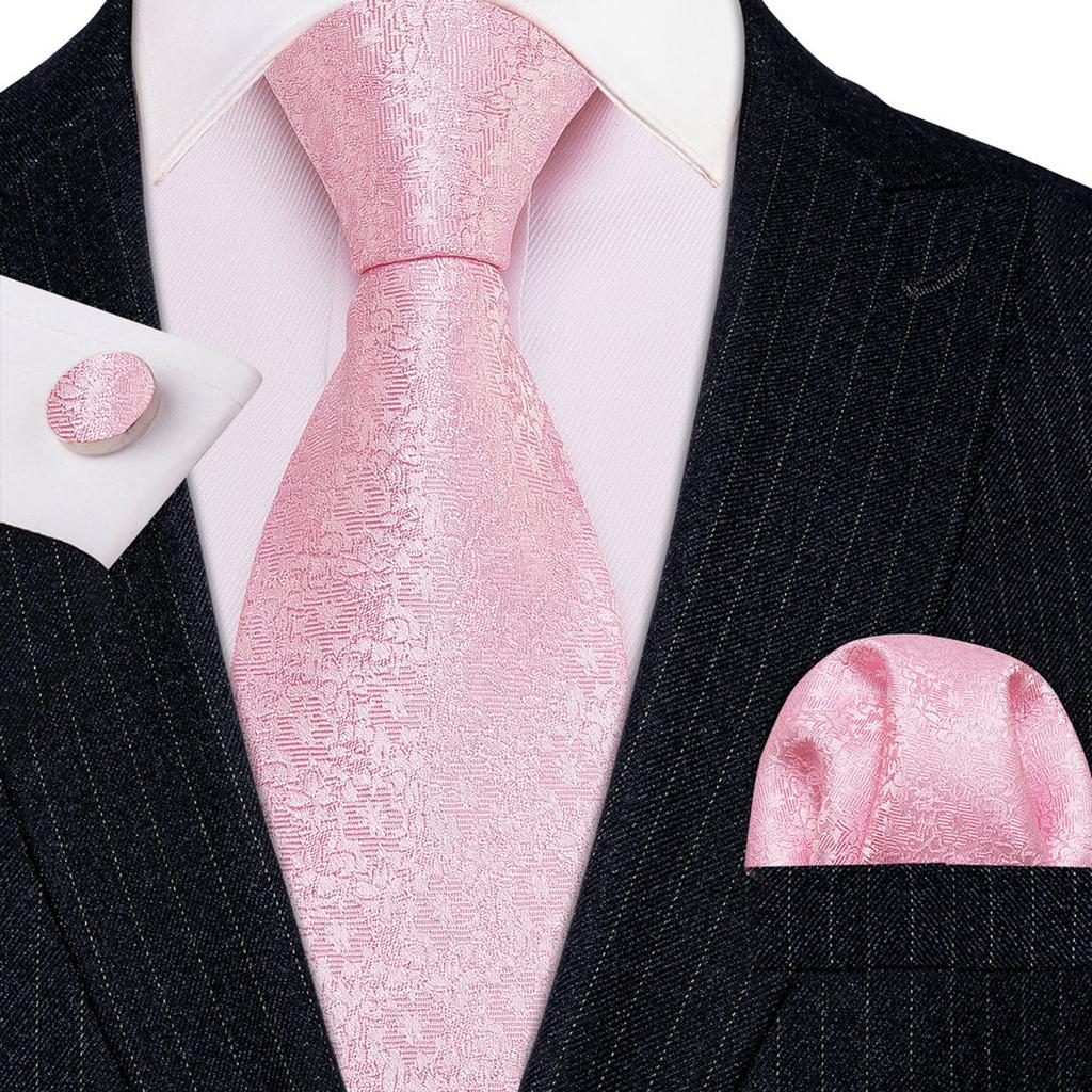 Hi-Tie Fashion Mens Wine-Red Paisley Necktie Hanky Cufflinks for Business Wedding