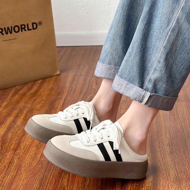 Half Slippers Women's Spring and Summer Outer Wear 2025 New Super Fire Thick-soled Bag Head Slippers Lazy One-pedal Shoes Half-tray Shoes