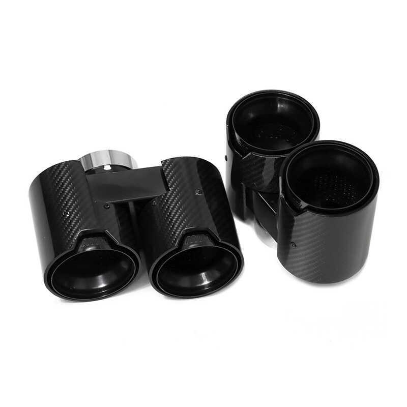 Квадракромированные выхлопные трубы из нержавеющей стали и черного углеродного волокна для BMW 4 серии (425, 430, G22, G26) - Не требуется резка/сварка