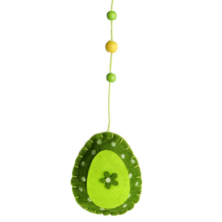 Felt eggs garland set of 6 pcs 7cm green