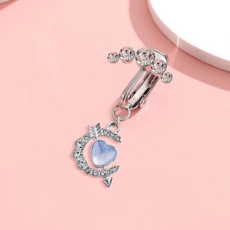 Поддельные кольца для пупка, свисающие кольца для женщин, бабочка, сердце, луна, свисающие кольца для пупка, непирсинг, ювелирные изделия