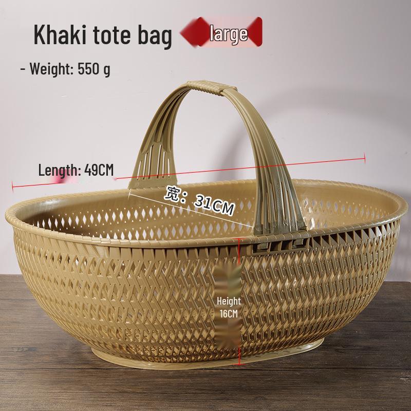 Imitation Bamboo Plastic Fruit & Vegetable Basket - Handheld Outdoor Pickers & Egg Carrier