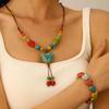 Retro Ethnic Style Hand Woven Ceramic Love Necklace Pendant For Women Long Sweater Chain Bijouterie Sets