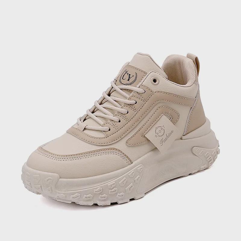 Women's High-Top White Sneakers, All-Match Thick-Soled Casual Shoes, 2025 Autumn/Winter New Sports Dad Shoes CY-C036