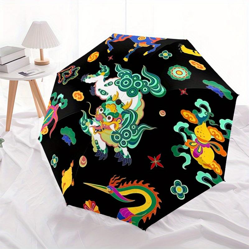 1pc Mythical Creatures Automatic Open/close Folding Umbrella, Compact Portable Travel Umbrella, Perfect Birthday/Christmas yy250807140