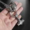 Мужское Винтажное Северогерманское Кельтское Ожерелье с Головой Волка Нержавеющая Сталь Тяжелая Византийская Цепь Ожерелье Украшение Амулет Подарок