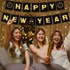 Happy New Years Eve Party Decorations, New Year Party Supplies - Black and Gold Banner (NYE B)