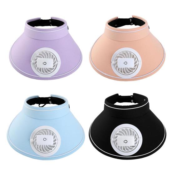 Женская шляпа-веер для отдыха на открытом воздухе с регулируемым пустым верхом, защитой от ультрафиолета, большими полями и USB-зарядкой, охлаждающим вентилятором, пляжной шляпой для путешествий от солнца