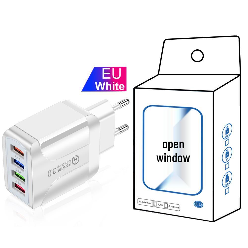 Цветное 4-портовое USB-зарядное устройство для путешествий 5 В / 2,4 А, быстрая зарядка, австралийский стандарт