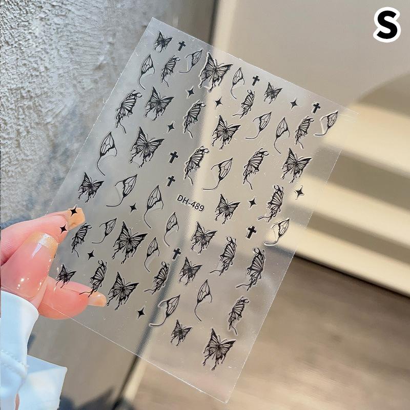 Нарисованная вручную жидкая наклейка для дизайна ногтей в виде бабочки, ультратонкая, прозрачная, декоративная, цветная, самоклеящаяся наклейка