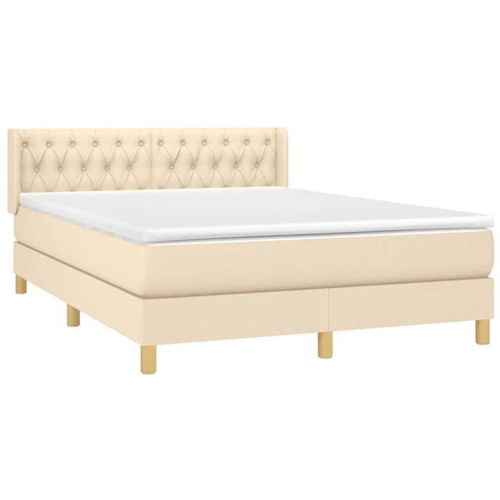Maison Exclusive - Sommier à lattes de lit avec matelas Crème 140x200 cm Tissu