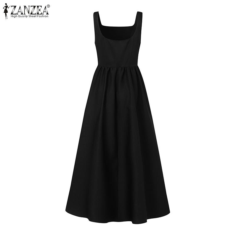ZANZEA Женское летнее длинное платье А-силуэта с квадратным вырезом без рукавов