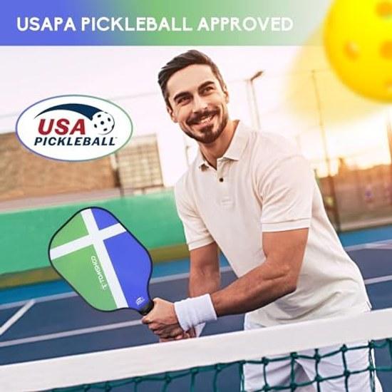 TOMSHOO Pickleball Paddle 2 4 Piece Set USAPA Approved Lightweight Fiberglass Includes 8 Pickleballs One Sling Bag Suitable Women Men Beginner Gift