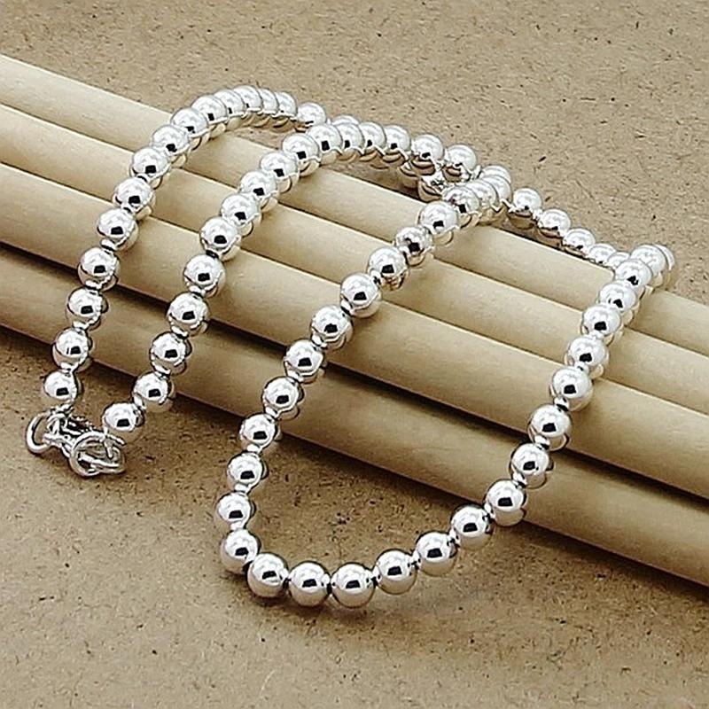 JewelryTop    Медь 4MM/6MM/8MM/10MM Гладкие Бусины Шариковая Цепь Ожерелье Для Женщин Мужчин Модные Украшения