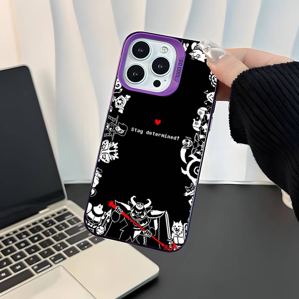 Чехол для телефона Game U-Undertale-es для iPhone 17,16,15,14,13,12,11,Mini,Pro,E,SE4,XS,MAX Фиолетовый Конфетный Матовый Чехол