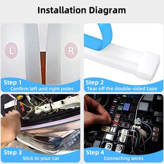 2 шт. светодиодные полосы для автомобильных фар, супер яркие, гибкие, водонепроницаемые, простая установка, светодиодные полосы дневных ходовых огней, универсальные автомобильные аксессуары