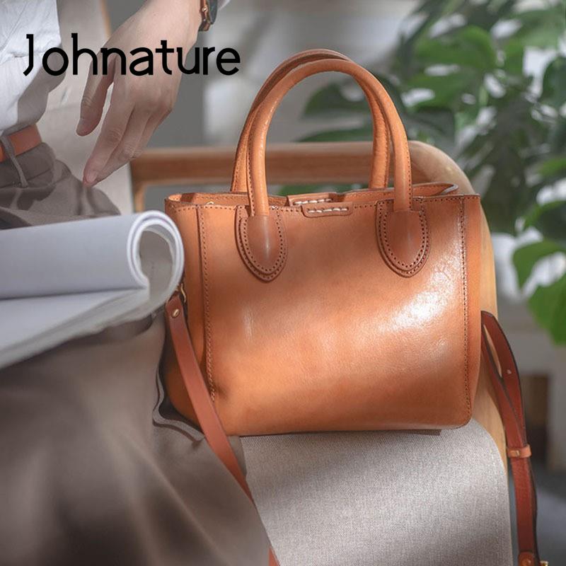 Johnature Роскошные сумки из натуральной кожи, женские сумки ручной работы из натуральной натуральной яловой кожи, однотонные простые сумки на плечо