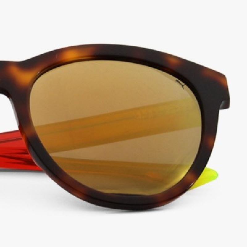 Puma Round Horn Rimmed Over Asian Fit Mirror Sunglasses 27