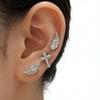 3Pcs Set Shiny Angel Wings Ear Studs Women Vintage Couple Creative Luxury Crystal Geometric Personality Cross Earrings Jewelry 4