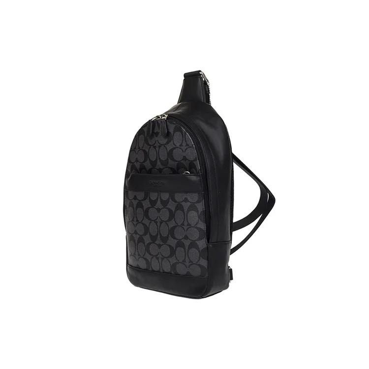 COACH Charles PVC Crossbody Bag Sling Bag Men's Black Gray (Unisex) Sling Bags 54787 CQBK