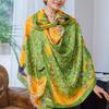 New Style of Beautiful Brocade Imitation Silk Soft Touch Photo Travel Scarf for Women Peacock Scarf with Larger and Thin