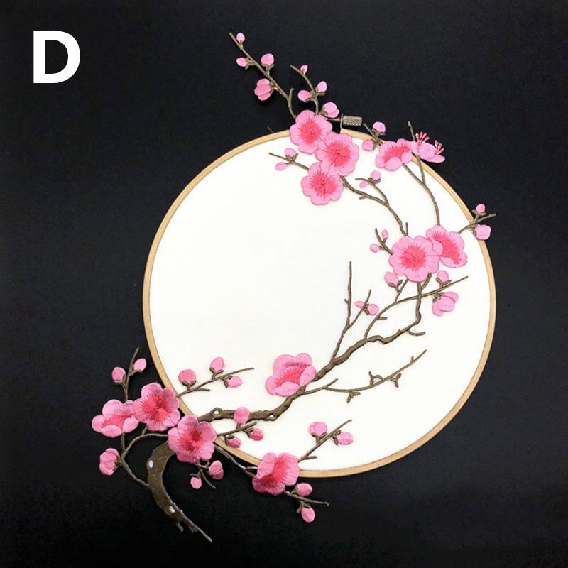 Plum Blossom Flower Applique Clothing Embroidery Patch Fabric Sticker Iron On Patch DIY Craft Repair Clothes Sewing Accessories
