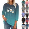 Женская модная повседневная свободная футболка с круглым вырезом и рукавами 3/4 с принтом, женский топ
