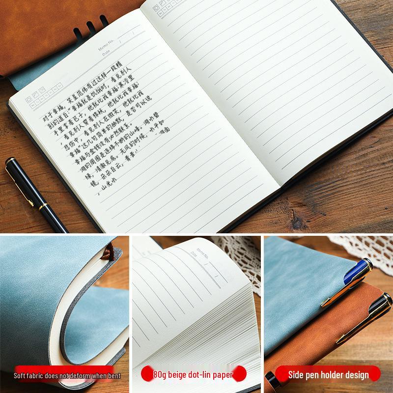 A5 Soft Leather Sheepskin Business Notebook with Pen Holder and Custom Logo