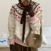 Navava Women Lovely Nordic Pattern Round Neck Long Sleeve Knit Sweater Nk3512