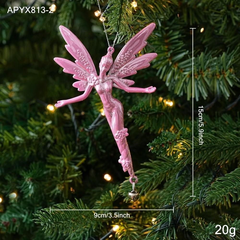 Glossy Pink Finish Christmas Tree Ornament Glitter Accent Xmas Decor Charm Window Display