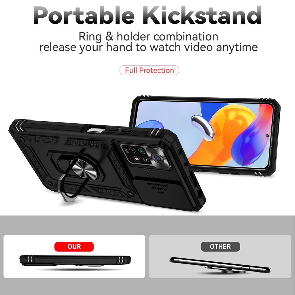 Чехол-подставка с кольцом для Redmi Note 11 Pro Plus, защитный чехол для телефона от падения с камеры для Redmi Note 11s Note11 Pro + 5G Funda